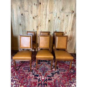 Set Of Six Louis XVI Style Chairs With Square Backs