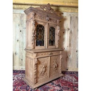 Two-part Carved Hunting Buffet. 