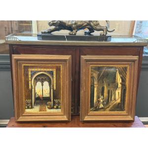 Pair Of Orientalist Paintings From The Art Deco Period. 