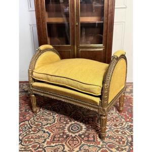 Louis XVI Style Bench In Gilded Wood. 