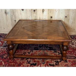 Louis XIII Style Oak Coffee Table. 