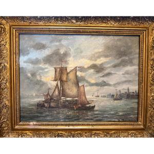 Dutch Naval Ship From The Late 19th Century. 