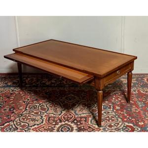Louis XVI Style Coffee Table In Natural Wood.