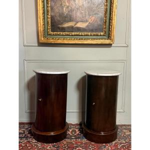 Pair Of Empire Period "somnos" Bedside Tables In Mahogany. 