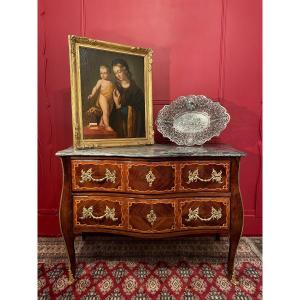 Commode D’époque Louis XV En Marqueterie. 