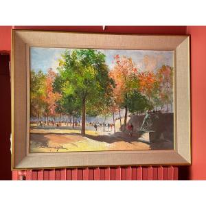 Oil On Canvas Tuileries Garden 1964