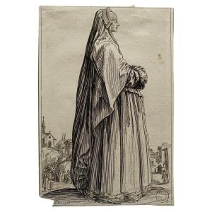 Jacques Callot - Engraving The Lady In Mourning - 17th