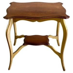 English Queen Anne Style Tea Table - Gilded - Victorian Period - 19th England
