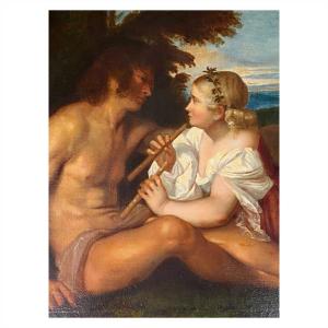 "the Three Ages Of Man" Oil On Canvas After Titian, 19th Century