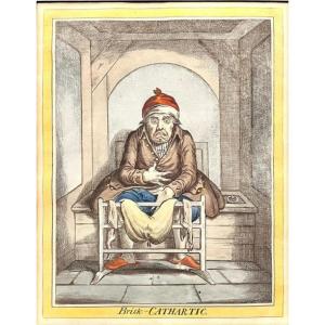 James Gillray - Brisk Cathartic - Hand-colored Etching — Humphrey Edition 1804