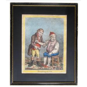 James Gillray - Breathing A Vein - Hand-colored Etching, Humphrey Edition, 1804
