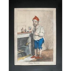 James Gillray – Taking Physick – Hand-colored Etching – 1800