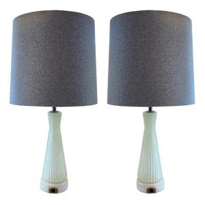 Large Pair Of Mid-century Murano Glass Table Lamps