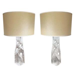 Pair Of Large Daum Table Lamps, 1960s