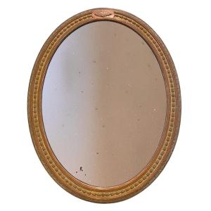 English 19th Century Oval Giltwood Mirror With Original Mercury Glass