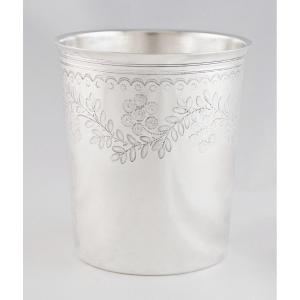 Paris 1819-1838 - Sterling Silver Goblet Tumbler By T. Tonnelier, "vieillard" Mark