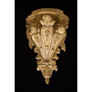 Carved And Gilded Wood Wall Console, Italy, Early 18th Century