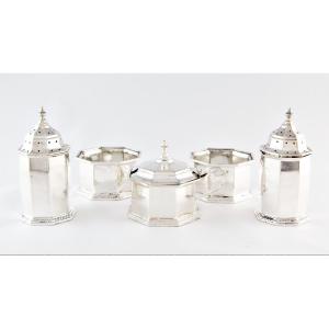 Mappin & Webb - George V Period Solid Silver Spice And Condiment Set
