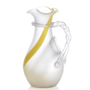 Satin-finished Blown Glass Carafe With Internal Ice Reservoir, Murano, Late 19th Century