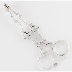 Georgian Sterling Silver Tea Tongs By Thomas Wallis I, London, Circa 1760 (sugar, Scissor Form)