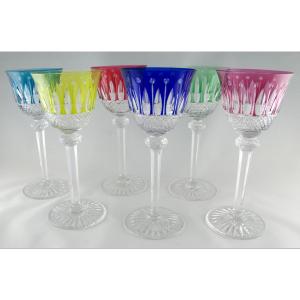 Saint-louis – Set Of 6 Double Overlay Crystal “roemer” Glasses, Tommy Pattern. Possible 12