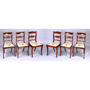 Set Of 6 Mahogany Chairs From The Restoration Period