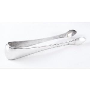Paris 1819-1838, Solid Silver Sugar Tongs, Louis XVIII Restoration Period, Vieillard Mark