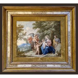 Abraham Willemsen 1614-1672 Holy Family Oil On Copper Expertise Dr. Meijer Amsterdam