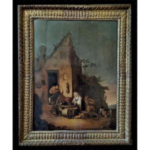 Egbert Lievensz. Van Der Poel 1621-1664 Peasants In Front Of A Cottage Expertise: Dr. Meijer