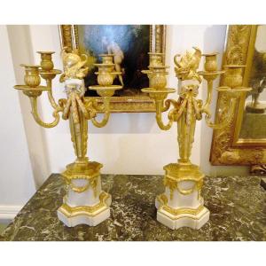 Pair Of Louis XVI Candelabra Around 1770 H.45.5 Cm, D.23.5cm