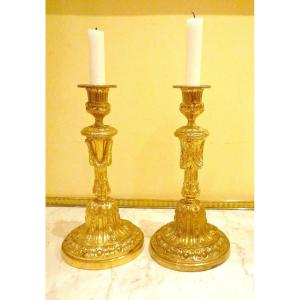 Louis XVI Candlesticks Circa 1770 H. 26 Cm  