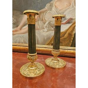 Empire Candlesticks Circa 1800 H. 23 Cm 