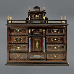 Important Cabinet Pietra Dura Italy Florence 17th Century H. 80 Cm, Br. 85 Cm, D. 34.5 Cm 