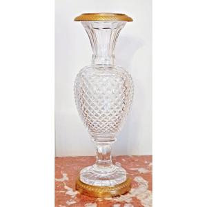 Glass Vase France Empire 19th H. 34 Cm, D. 11.5 Cm 