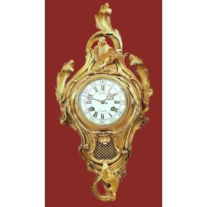 Cartel The Rooster And The Fox La Fontaine Louis XV 1765 Dial And Movement Signed Bunon In Paris