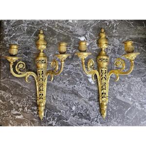 Louis XVI Directoire Wall Lights Circa 1790 H. 36 Cm, W. 26 Cm, D. 14 Cm 