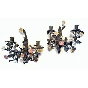 Louis XV Wall Lights Circa 1760 H. 30 Cm, Later Electrified.