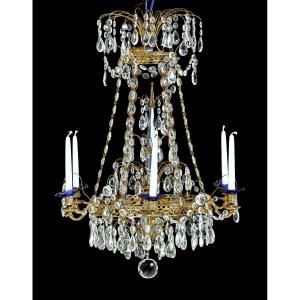 Louis XVI Chandelier, Sweden, 19th Century. Later Electrified. H. 80 Cm, D. 60 Cm