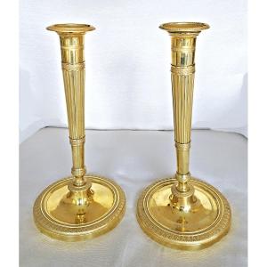 Pair Of Empire Candlesticks Circa 1810 H. 27.5 Cm