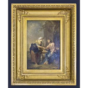 Januarius Zick 1730-1797 Christ And The Samaritan Woman At The Well Oil On Wood 36 Cm X 26 Cm