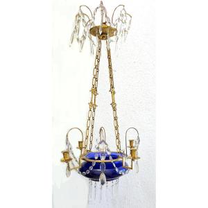 Chandelier Probably From Russia Around 1800 Fire-gilt Bronze Mounting H. 77 Cm. D. 43 Cm