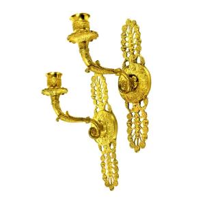 Empire Wall Lights Circa 1820 H. 25 Cm, W. 14.5 Cm  