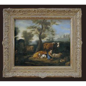 Dirck Van Bergen 1645-1690 Pastoral - Expertise Fred Meijer - Provenance: Katz Collection
