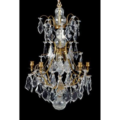 Baroque Crystal Chandelier Louis XIV Last Quarter Of The XIXth Century H. 65 Cm, D. 45 Cm