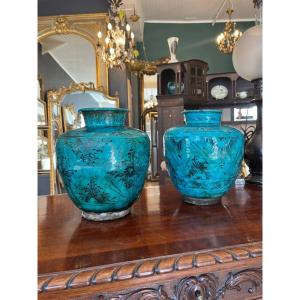 Pair Of Antique Kadjar Vases