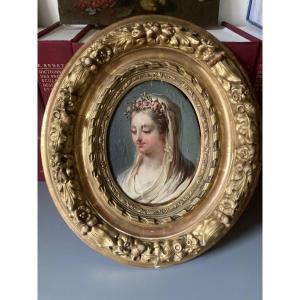 Oil Portrait On Paper. Attributed To Nb Lépicié. French School Of The XVIIIth Century.