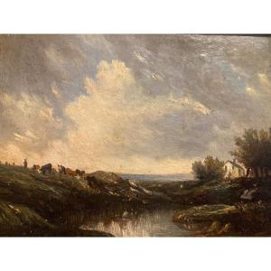 Landscape At La Mare Animé. French School From The 19th Century.