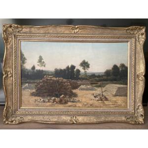 Workers On A Construction Site. Michel Hadengue. 19th Century