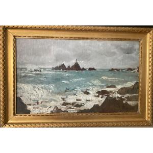Stormy Day On The Jersey Lighthouse. A. Durst (1842-1930).
