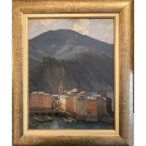 Italian Village Of The "cinque Terre". Oil By René Joly De Beynac.